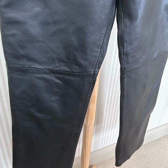 Vintage Clio Leather Pants Women’s Size 8 Black Straight Leg Side Zip Lined - Picture 6 of 6